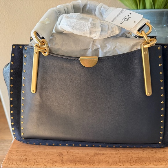 COACH Dreamer 36 Leather Satchel (Navy) - Picture 9 of 11